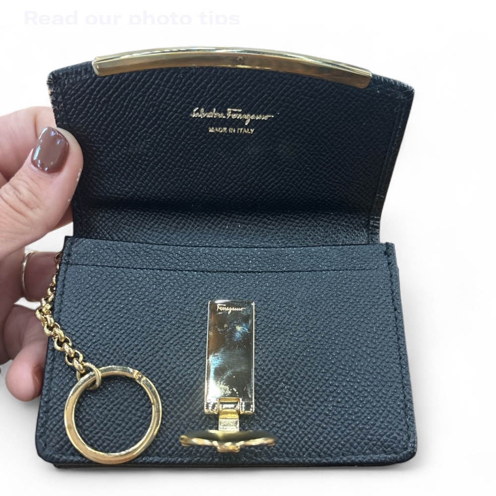 Salvatore Ferragamo Black and Gold Key Holder